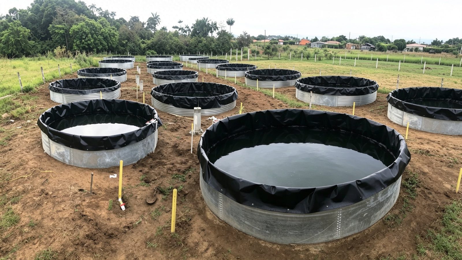 Tanques galvanizados con geomembrana